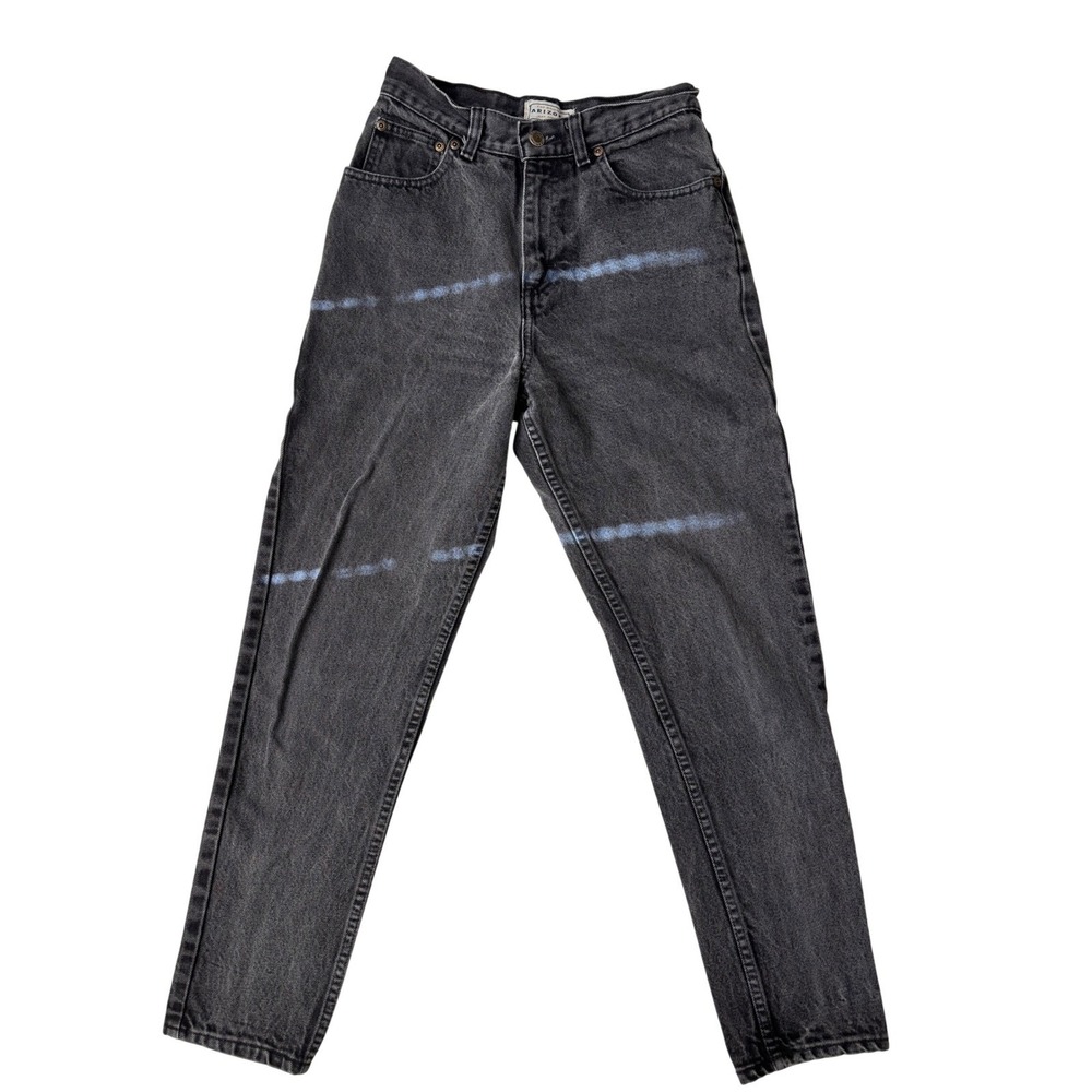 Arizona Jean Co High Rise Mom Jeans Women's 27x27.5 Black Tapered Vintage 90s